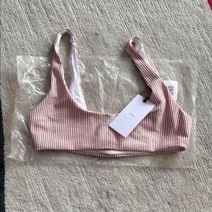 New Onia Pink and White Bikini top with Ribbed Texture